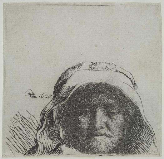 רמברנדט, אם האמן (תחריט), 1628